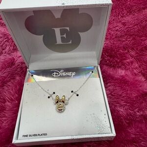 Disney Two-Tone Minnie E Pendant Necklace - Silver & Gold